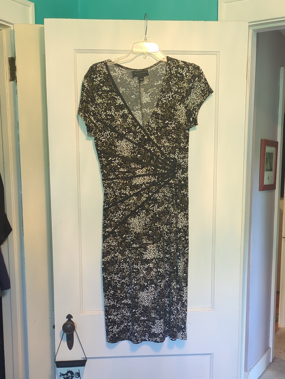 Connected Apparel Poly Ruched Abstract Pattern Dress 8